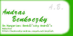 andras benkoczky business card